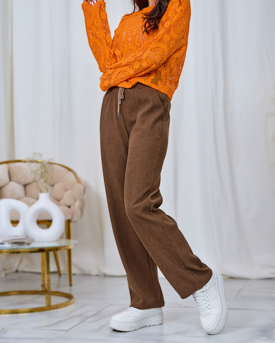 Royalfashion Rjave ženske hlače iz manšete