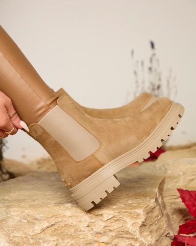 Royalfashion Ženski izolirani škornji v kamelji barvi Comfy Walk