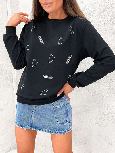 Royalfashion Ženska bela jopica s cirkoni in kroglicami