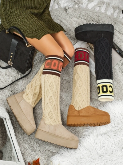 Visoki ženski škornji a la sneg z zgornjim delom Anane