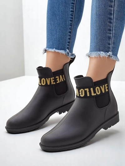 Royalfashion Ženske mat dežne škornje z napisom Love Love