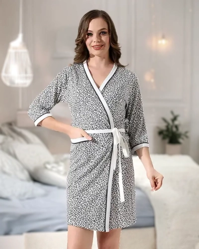 Royalfashion Ženski pamučni ogrtač s uzorkom pantera