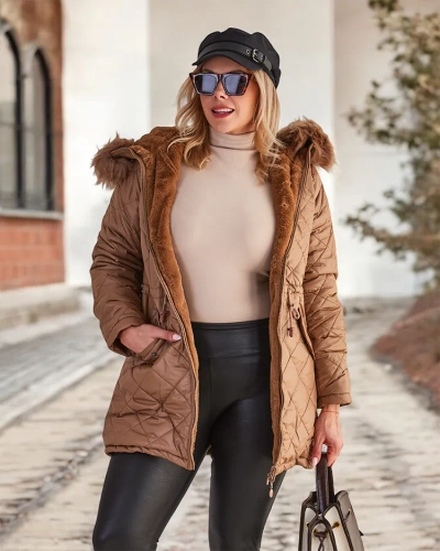 Royalfashion Ženska obojestranska jakna v rjavi barvi