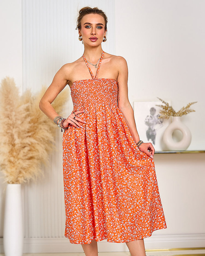 Royalfashion Ženska obleka s potiskom do kolen