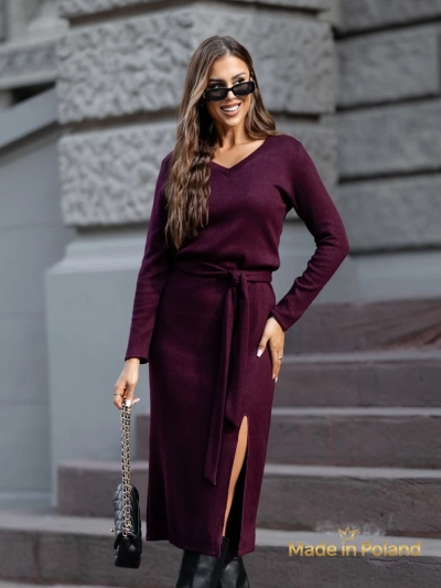 Viskozna ženska midi obleka, podobna puloverju