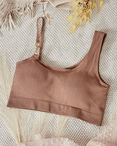 Royalfashion Ženski rebrasti modrček z okrasnim trakom