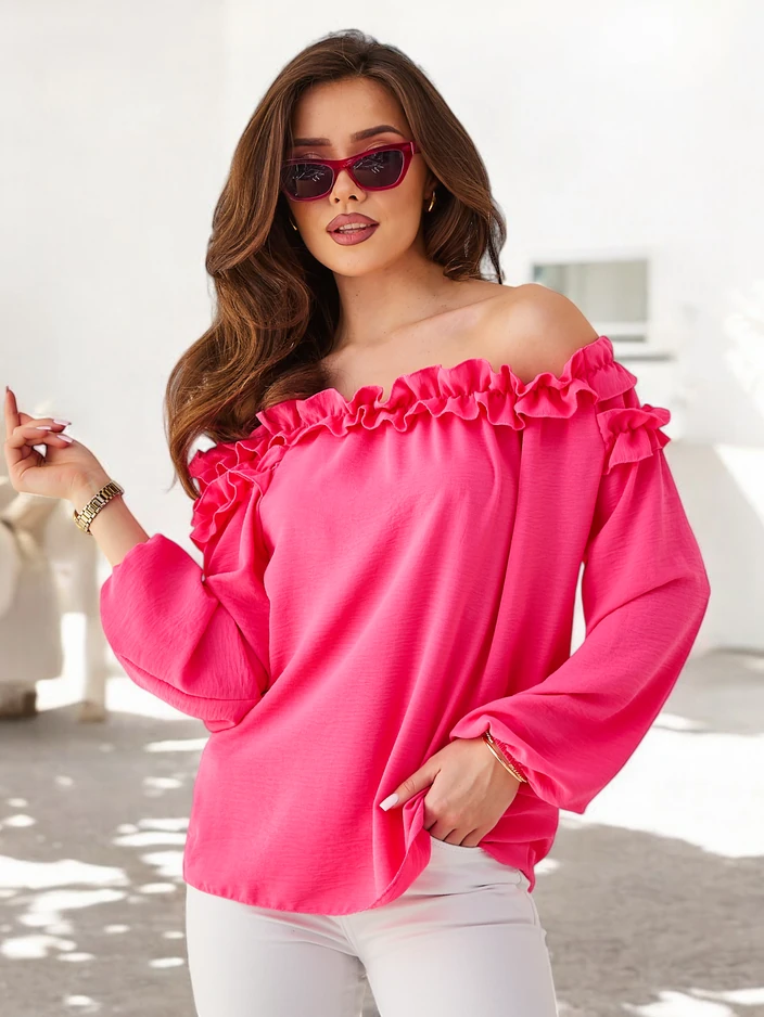 Royalfashion Ženska bluza brez naramnic z naborki