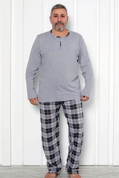 Royalfashion Moške karirane bombažne pižame PLUS SIZE