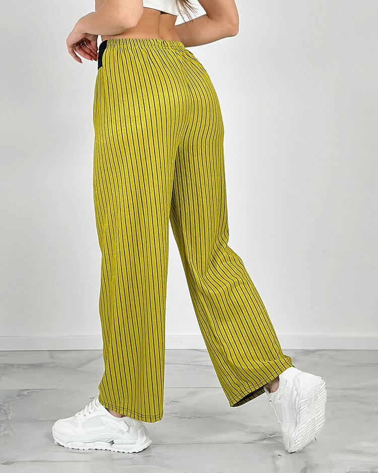 Royalfashion Ženske široke črtaste hlače