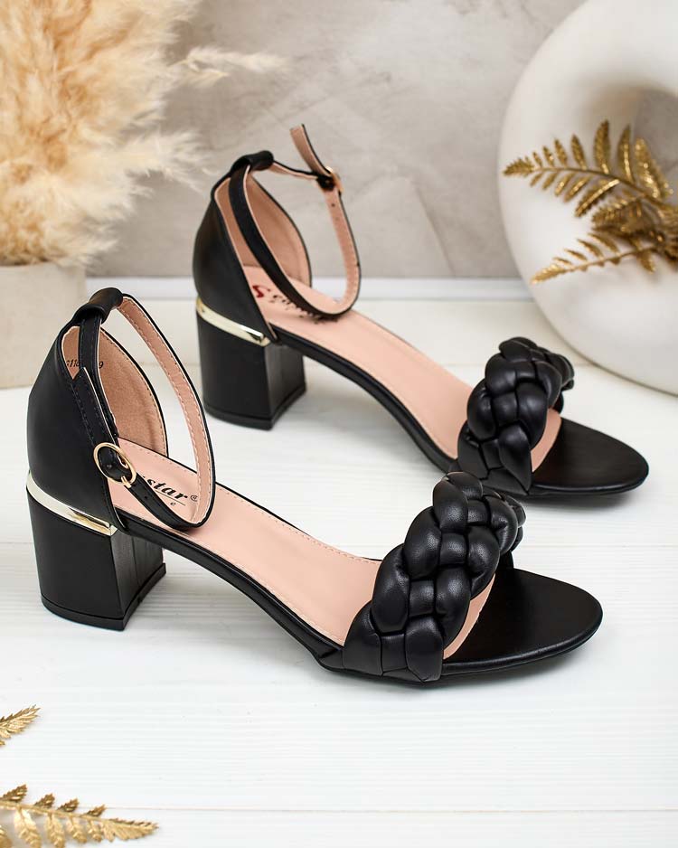 Royalfashion Czarne sandały damskie na słupku Marines