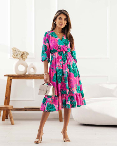 Royalfashion Ženska midi obleka z izvirnim vzorcem