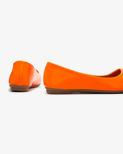 Royalfashion Neonowe pomarańczowe damskie lakierowane baleriny Fama