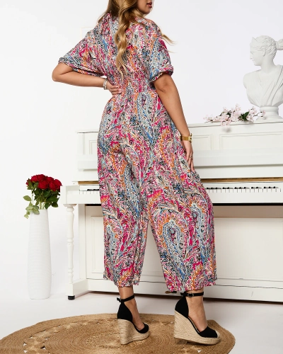 Royalfashion Wzorzysty kombinezon damski w kolorze różowym
