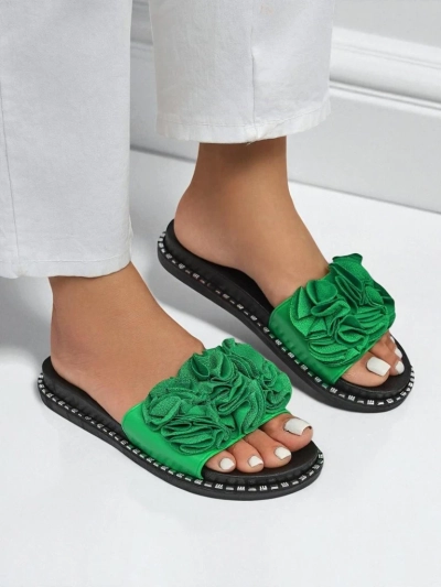 Royalfashion Ženske natikače z ravnim podplatom Flora Verde