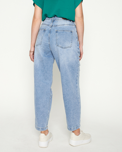 Royalfashion Jasnoniebieskie damskie spodnie jeansowe z dziurami