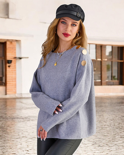Royalfashion Tanek ženski pulover z okraski na ramenih