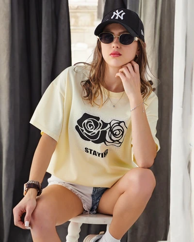 Royalfashion Ženska bombažna majica Rožna cvet