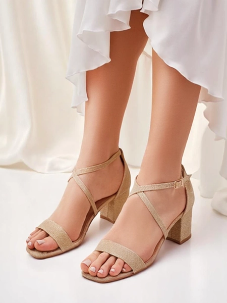 Ženski sandali Royalfashion Aurelia iz blaga z zlato peto 41