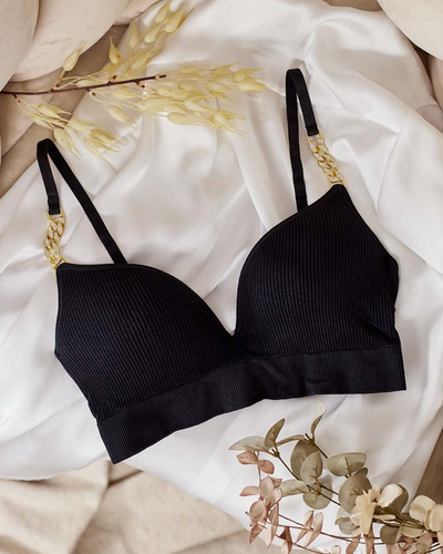 Royalfashion Ženski rebrasti modrček z okrasnimi naramnicami