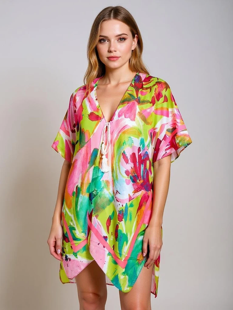 Royalfashion Pareo - Ženska poletna plažna tunika s potiskanim vzorcem Wild Coast
