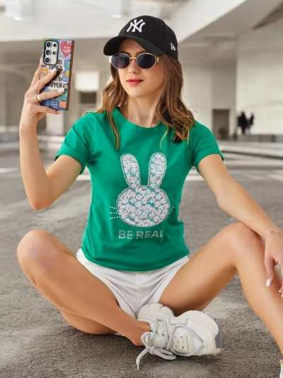 Royalfashion Ženska bombažna majica Zajec Reci bodi resničen