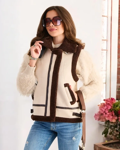 Royalfashion Ženski prsluk s lažnim krznom