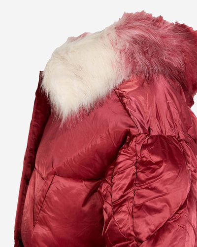 Royalfashion Bordowa damska kurtka zimowa z syntetycznym ociepleniem