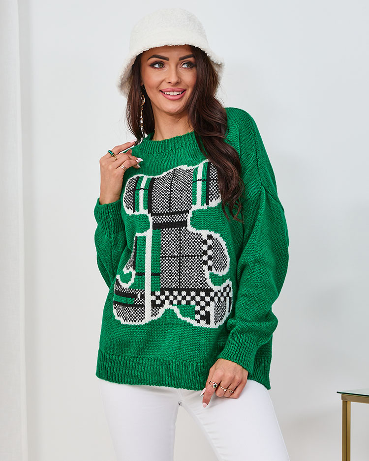 Royalfashion Temno zelen ženski pulover