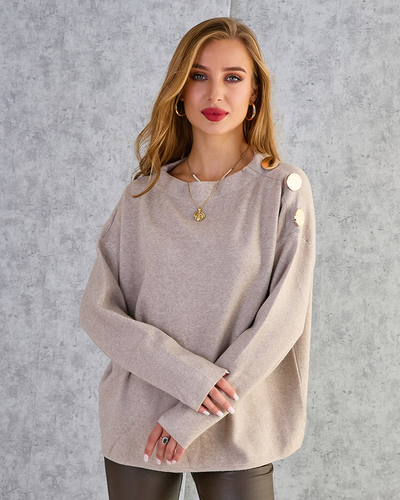 Royalfashion Tanek ženski pulover z okraski na ramenih