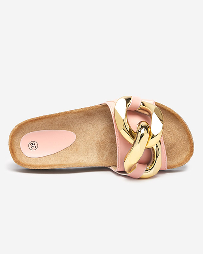 Royalfashion Różowe klapki damskie z ozdobą Sofig