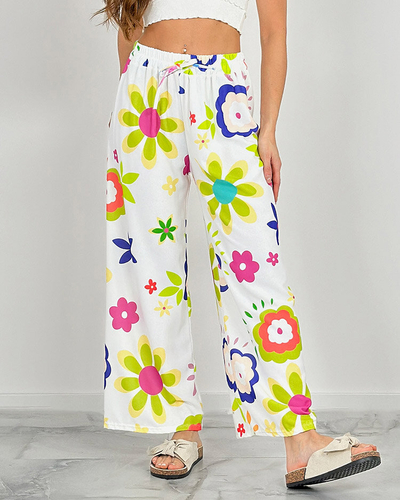 Royalfashion Ženske široke hlače s cvetličnim vzorcem