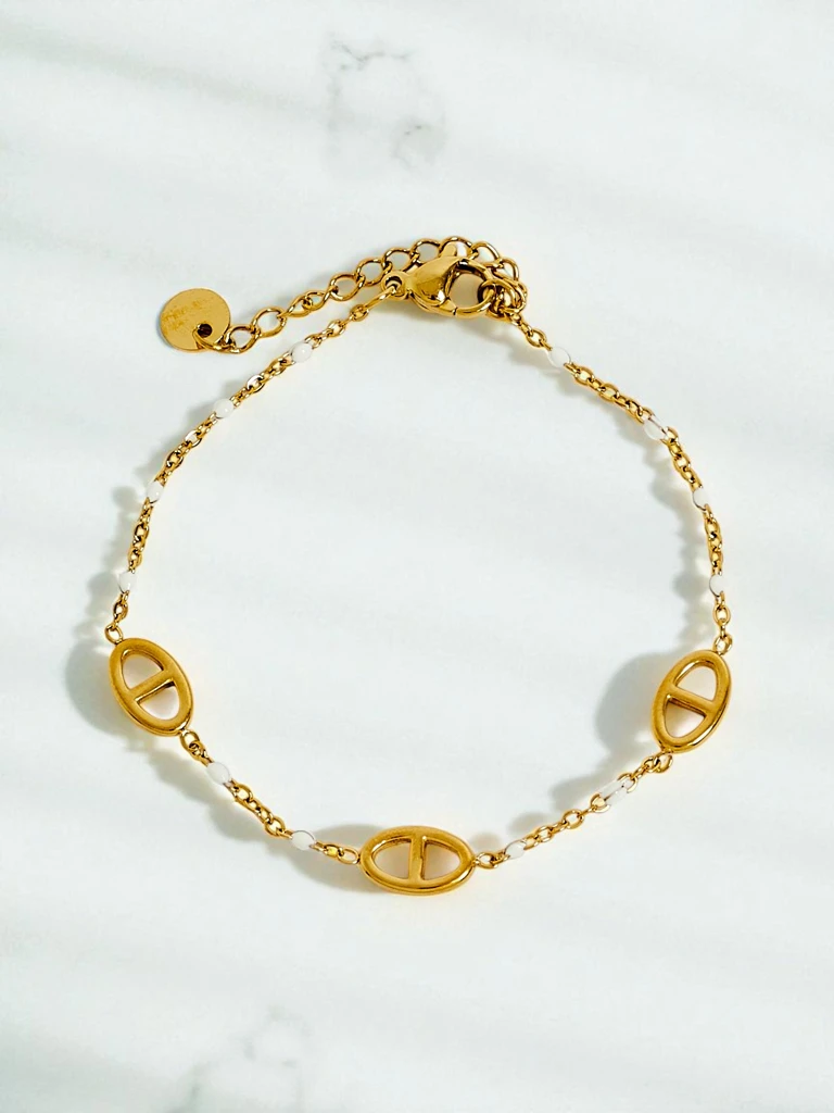 Zapestnica Callisto Aurea z biseri pozlačena