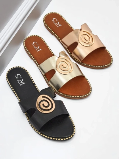 Royalfashion ženski natikači z ravnim podplatom Glam Bliss