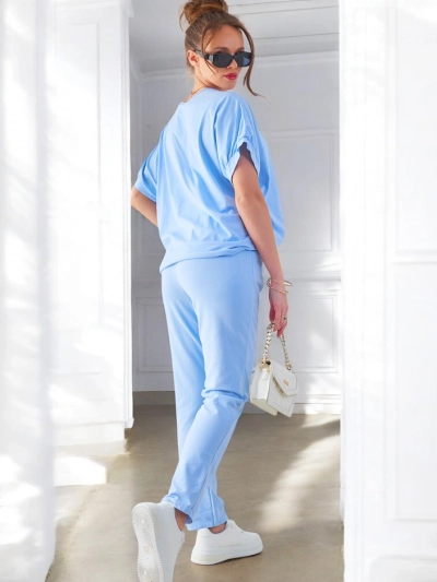 Royalfashion Ženski bombažni set s kratkimi rokavi in ravnimi hlačami