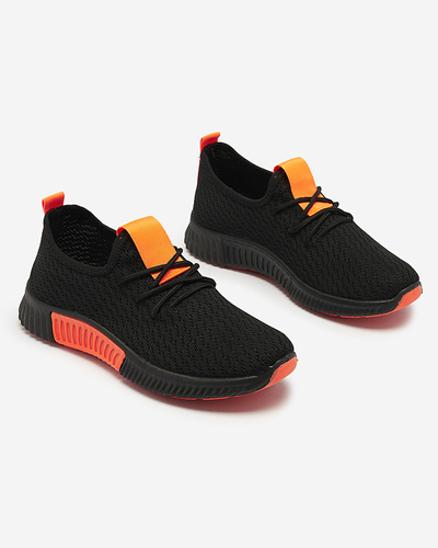 Royalfashion Czarne damskie buty sportowe z pomarańzowymi wstawkami Keteti