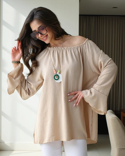 Royalfashion Ženska bluza brez naramnic z naborki