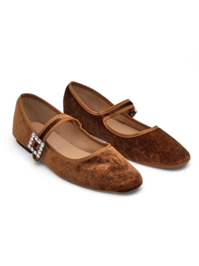 Royalfashion Ženske balerinke a' la velvet z zaponko in trakovi Enribes
