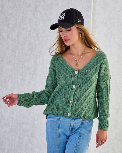 Royalfashion Ženski pleteni pulover z gumbi