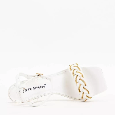 OUTLET Białe damskie sandały na szpilce Tenedi - Obuwie