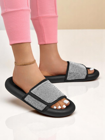Royalfashion Papuci de damă cu talpă plată Sparkle Step