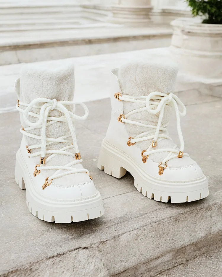 Royalfashion Lozin ženski snežni škornji z vezalkami