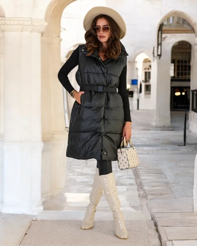 Royalfashion Dolg ženski telovnik a'la leather