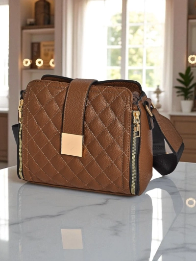 Ženska torbica Aurelia – temno rjava, ekološko patentno usnje, 22x20cm