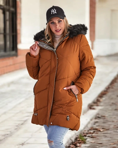 Royalfashion Rjava ženska zimska bunda