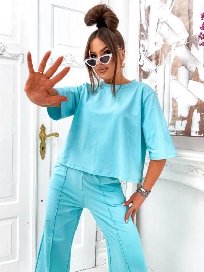 Royalfashion Ženska bombažna postava s širokimi hlačami