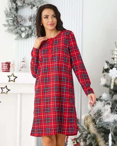 Royalfashion Pamut kockás női hálóing