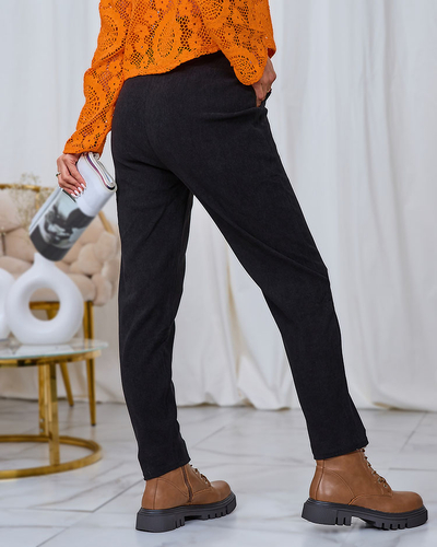 Royalfashion Črne ženske hlače iz manšete