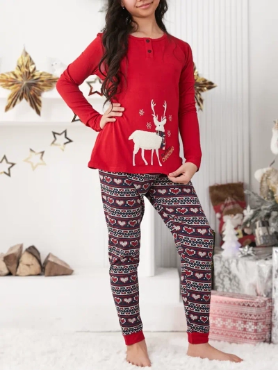 Royalfashion Božični bombažni otroški pižami s polarnimi jeleni