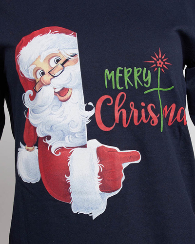 Royalfashion Granatowa damska 2-częściowa piżama ze świątecznym printem