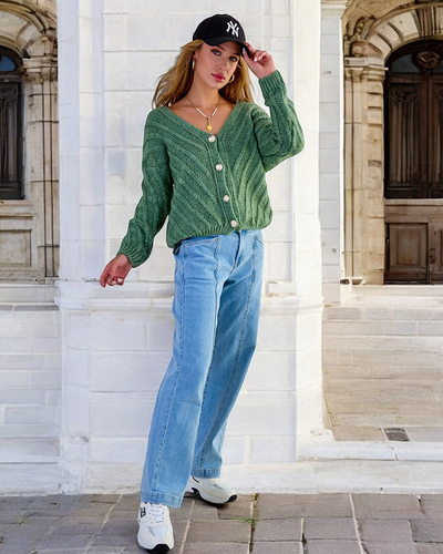 Royalfashion Ženski pleteni pulover z gumbi